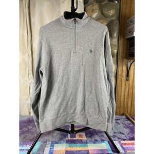 Polo Ralph Lauren Golf Sweater Mens Medium Gray Quarter Zip Logo Preppy Outdoor